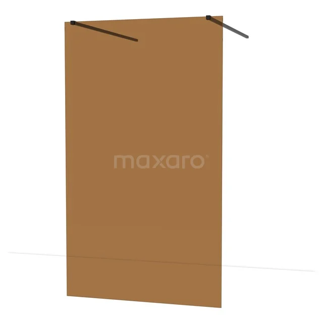 Diamond Walk-in shower | 120 cm Matte black Bronsglas Free-standing wall IDF1289MB Bruine industriële douchewand van glas met zwarte matalen profielen, ideaal voor een moderne badkamerstijl.