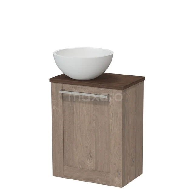 Toiletmeubel met waskom TMK10-17933 Badkamermeubel hout met witte wastafelkom, compact design en moderne uitstraling voor stijlvol badkamerinterieur.