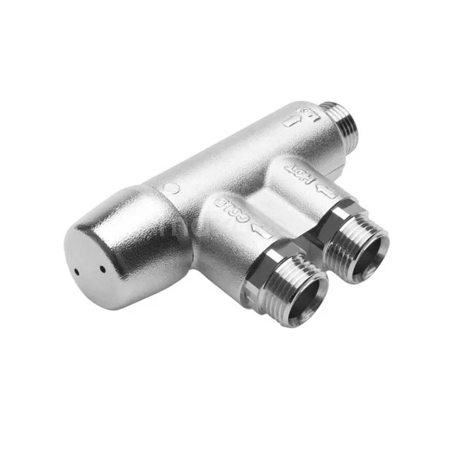 Kleine thermostatische Mischbatterie aus rostfreiem Stahl, ideal für den Einsatz in modernen Bädern.