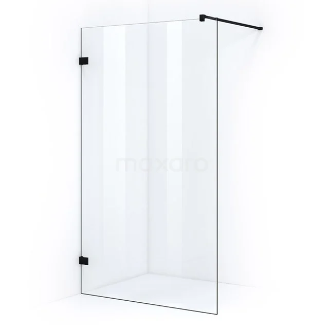 Quartz Walk-in shower | 120 cm Matte black Clear glass Fixed wall IQA12300M Glass walk-in shower with matte black profiles, modern design for a stylish and functional bathroom.