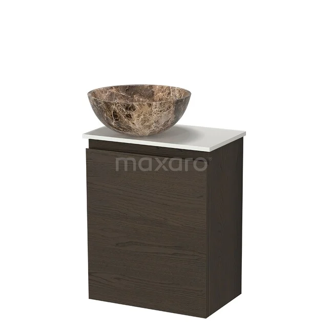 Toilet furniture with countertop wash basins TMK10-18223 Donkerhouten badkamermeubel met natuurstenen waskom, modern design en elegant accent voor elke badkamer.