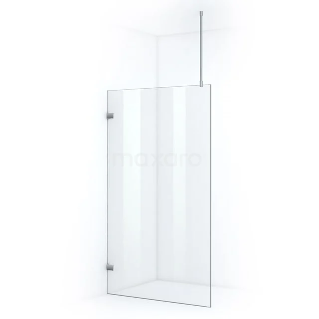 Glass shower screen with minimalist design, transparent safety glass and chrome accents, ideal for modern bathrooms.