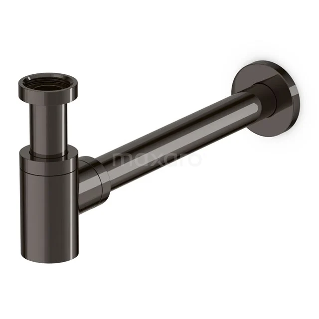 Schwarzer Siphon aus Messing, zylindrisches Design; stilvolle und langlebige Lösung für jedes moderne Badezimmer.