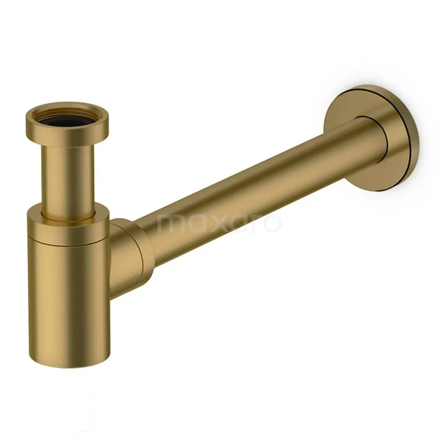 Mat goldener Siphon aus hochwertigem Metall, ideal für moderne Bäder, mit einem klaren und minimalistischen Design.