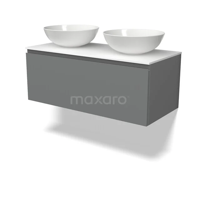 Modulo Plato Badkamermeubel voor waskom | 100 cm Middengrijs Greeploos front Solid surface blad 1 lade BMK11-03122 Modulo Plato Badkamermeubel voor waskom | 100 cm Middengrijs Greeploos front Solid surface blad 1 lade BMK11-03122