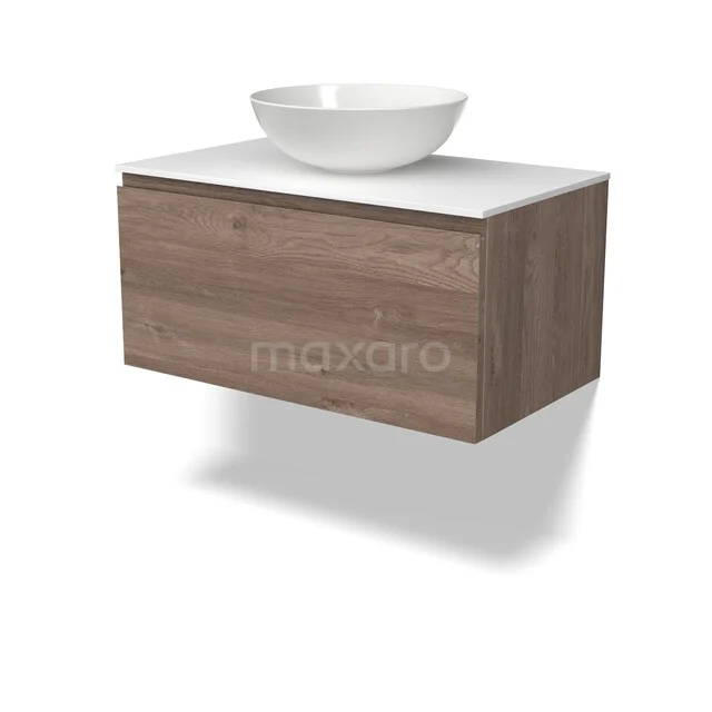 Holz-Badmöbel mit Waschbecken, hängendes Design in Eichenoptik, perfekte Ergänzung für moderne Bäder.