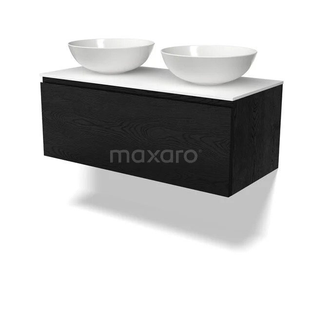 Modulo Plato Vanity units for countertop basin | 100 cm Black oak Handle-less front Solid surface worktop 1 drawer BMK11-03198 Modulo Plato Vanity units for countertop basin | 100 cm Black oak Handle-less front Solid surface worktop 1 drawer BMK11-03198