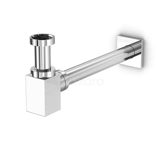 Design Siphon Chrom Quadratisch 99.050.114 Viereckiger chromatischer Siphon für das Waschbecken, modernes und langlebiges Design, perfekt für eine stilvolle Badezimmerabwicklung.