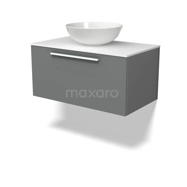 Modulo Plato Badkamermeubel voor waskom | 80 cm Middengrijs Vlak front Solid surface blad 1 lade BMK11-03117 Modulo Plato Badkamermeubel voor waskom | 80 cm Middengrijs Vlak front Solid surface blad 1 lade BMK11-03117