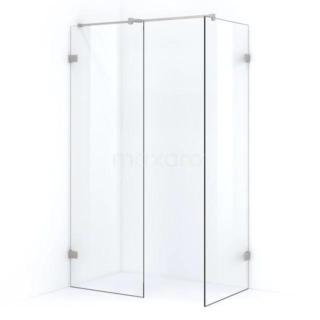Quartz Walk-in shower | 90x80 cm Clear glass 2 fixed walls IQB0908400B Glass shower enclosure with clear glass, corner design and hinged doors, ideal for a modern bathroom style.