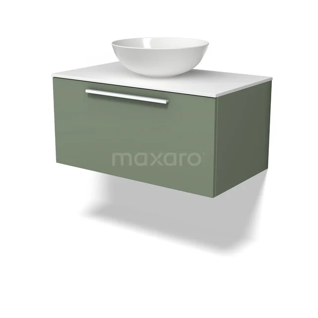 Modulo Plato Badkamermeubel voor waskom | 80 cm Saliegroen Vlak front Solid surface blad 1 lade BMK11-03188 Modulo Plato Badkamermeubel voor waskom | 80 cm Saliegroen Vlak front Solid surface blad 1 lade BMK11-03188