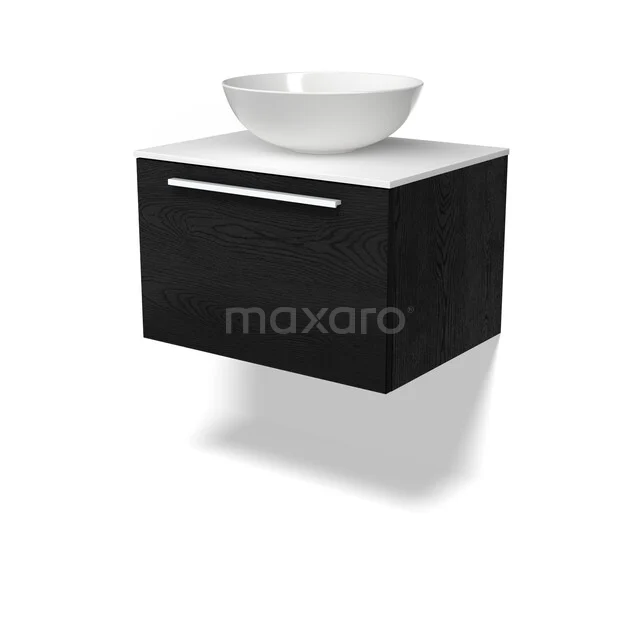 Modulo Plato Badkamermeubel voor waskom | 60 cm Zwart eiken Vlak front Solid surface blad 1 lade BMK11-03193 Modulo Plato Badkamermeubel voor waskom | 60 cm Zwart eiken Vlak front Solid surface blad 1 lade BMK11-03193