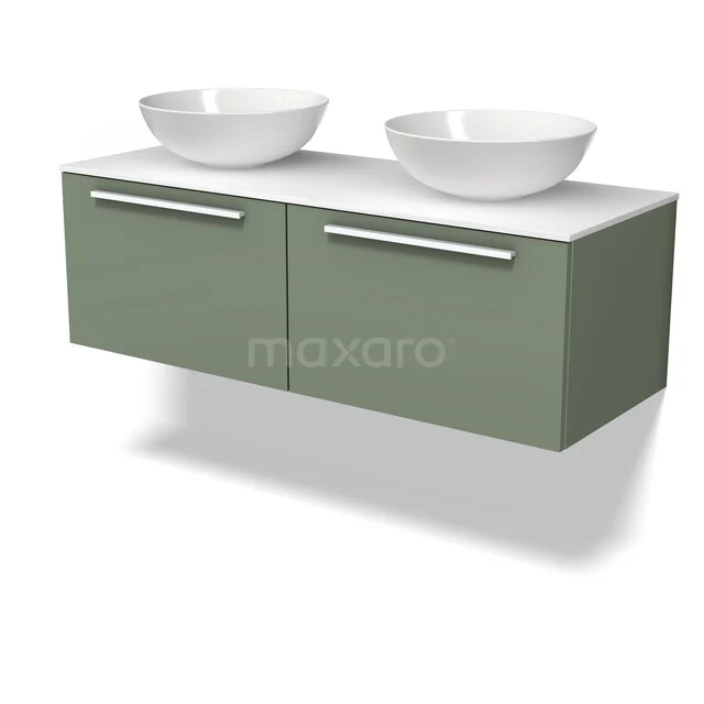 Modulo Plato Badkamermeubel voor waskom | 120 cm Saliegroen Vlak front Solid surface blad 2 lades naast elkaar BMK12-02340 Modulo Plato Badkamermeubel voor waskom | 120 cm Saliegroen Vlak front Solid surface blad 2 lades naast elkaar BMK12-02340