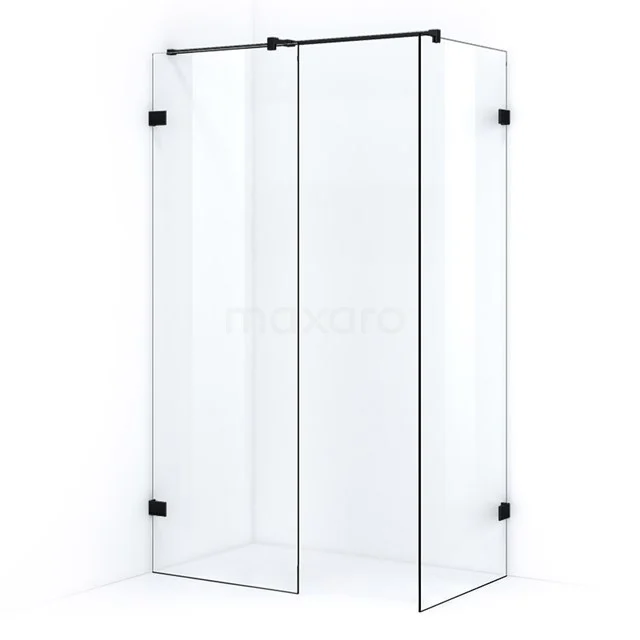 Duschwand begehbare Dusche Quarz 80x80cm Sicherheitsglas 8mm Matt Schwarz IQB0808400M Glas Duschtür mit Schwarz Rahmen, Eckaufstellung, modernes Badezimmerdesign, hergestellt aus Klarglas mit stabilen Metall Scharnieren.