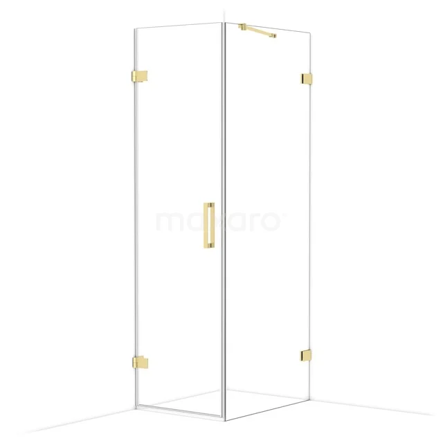 Diamond Shower enclosure | 80x60 cm Shiny light gold Clear glass Pivot door Rectangle CDA210608220GLG Shower cabin with gold-coloured details, transparent glass and sleek design, ideal for modern bathrooms.