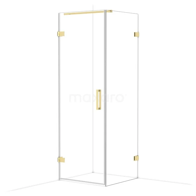 Diamond Shower enclosure | 70x70 cm Glanzend lichtgoud Clear glass Pivot door Square CDA210707120GLG