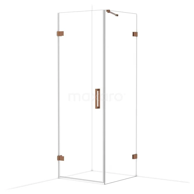 Diamond Douchecabine | 70x70 cm Glanzend koper Helder glas Draaideur Vierkant CDA210707220GKP