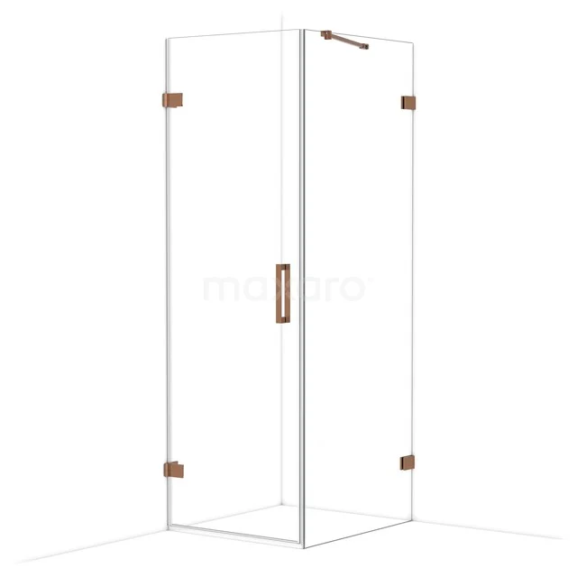 Diamond Shower enclosure | 80x70 cm Glanzend koper Clear glass Pivot door Rectangle CDA210708220GKP