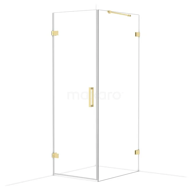Diamond Douchecabine | 90x70 cm Glanzend lichtgoud Helder glas Draaideur Rechthoek CDA210709220GLG