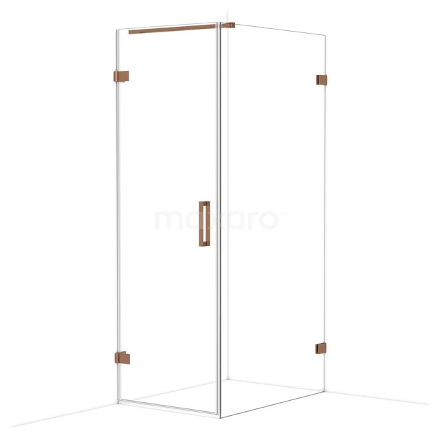 Diamond Shower enclosure | 100x70 cm Shiny copper Clear glass Pivot door Rectangle CDA210710120GKP Glazen hoekdouchecabine met bronskleurige accenten, perfect voor een luxe badkamerstijl.