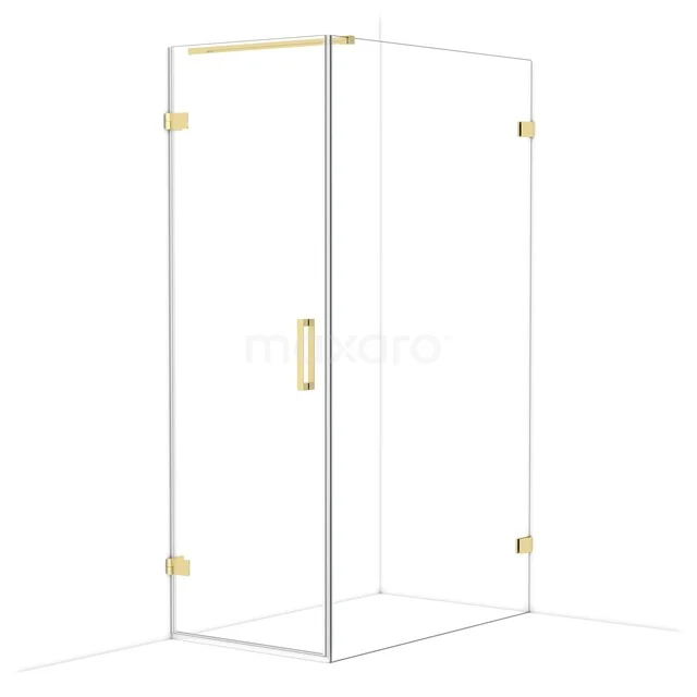 Diamond Shower enclosure | 120x70 cm Glossy light gold Clear glass Pivot door Rectangle CDA210712120GLG Glazen hoekdouchecabine met goudkleurige accenten, moderne uitstraling, ideaal voor stijlvol gebruik in de badkamer.
