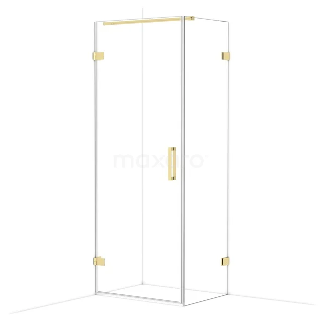 Diamond Shower enclosure | 80x60 cm Glossy light gold Clear glass Pivot door Rectangle CDA210806120GLG Glazen douchecabine met gouden details, rechthoekig ontwerp en minimalistische uitstraling voor een luxe badkamerstijl.