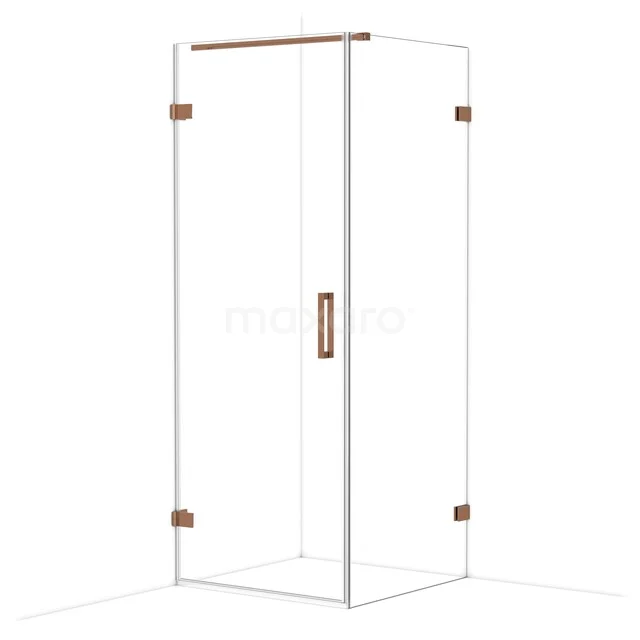 Diamond Duschkabine | 80x80 cm Glänzendes Kupfer Drehtür Quadrat CDA210808120GKP Duschkabine mit Klarglas, kupferfarbenen Scharnieren und Haltegriff; modernes Design, perfekt für das luxuriöse Badezimmer.