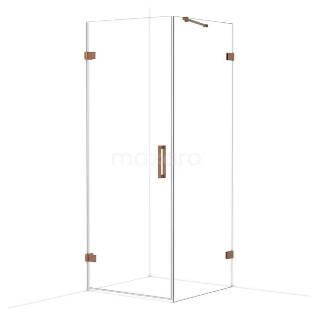 Diamond Douchecabine | 80x80 cm Glanzend koper Helder glas Draaideur Vierkant CDA210808220GKP