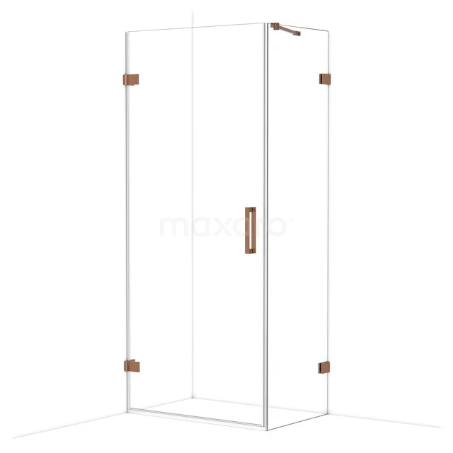 Diamond Duschkabine | 90x60 cm Glänzendes Kupfer Drehtür Rechteck CDA210906220GKP Glas Duschkabine mit quadratischer Form, Messingakzenten und Tür. Ideal als stilvolle Duschelösung für das moderne Badezimmer.