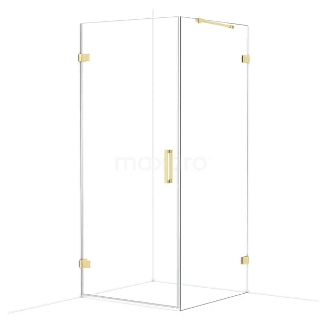 Duschkabine Diamond CDA210909220GLG Glas Duschkabine mit Eckeinstieg, goldfarbene Scharniere und Haltegriff, ideal für ein modernes Badezimmer.