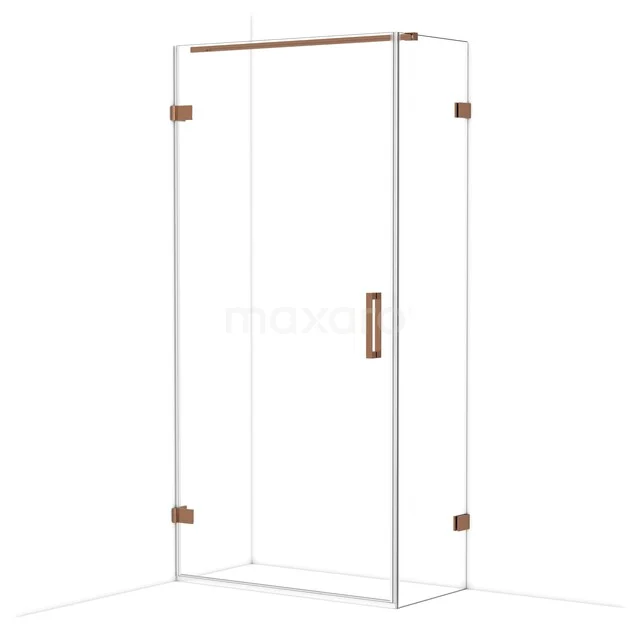 Diamond Duschkabine | 100x50 cm Glänzendes Kupfer Drehtür Rechteck CDA211005120GKP Glasene Duschtür mit bronzefarbenen Akzenten, modernes Design und nachhaltige Verarbeitung für ein stilvolles Badezimmer.