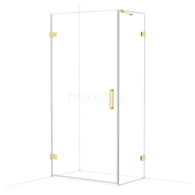 Diamond Duschkabine | 100x60 cm Glänzendes Hellgold Drehtür Rechteck CDA211006220GLG Glas Duschkabine mit goldfarbenen Details, Eckeintritt und Klarglas, perfekt für eine luxuriöse Badezimmergestaltung.