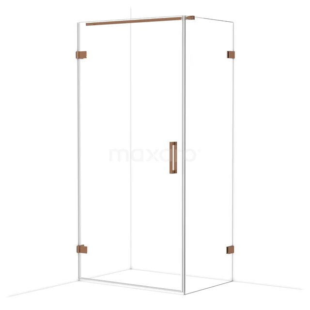 Diamond Shower enclosure | 100x70 cm Glanzend koper Clear glass Pivot door Rectangle CDA211007120GKP