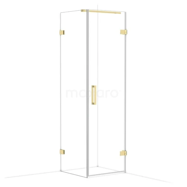 Diamond Douchecabine | 60x60 cm Glanzend lichtgoud Helder glas Draaideur Vierkant CDA220606120GLG