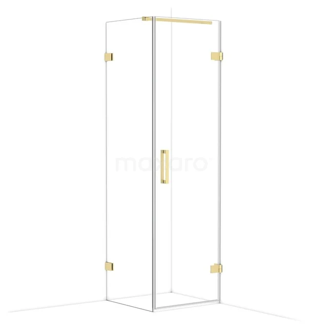 Diamond Shower enclosure | 60x60 cm Light gold Clear glass Pivot door Square CDA220606120LG Glazen douchecabine met goudkleurige accenten, strak design en ideaal voor een stijlvolle badkamerupdate.