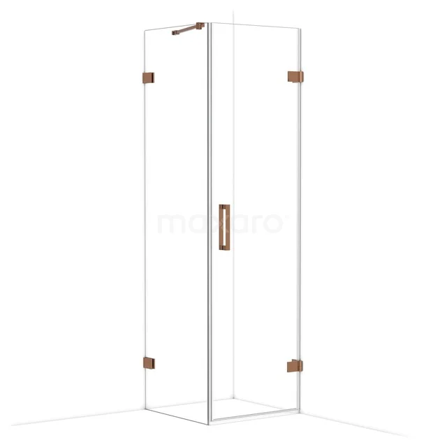 Diamond Shower cabin | 60x60 cm Shiny copper Clear glass Pivot door Square CDA220606220GKP Glass shower cabin with a corner shape and copper-coloured accents, ideal for a modern bathroom.