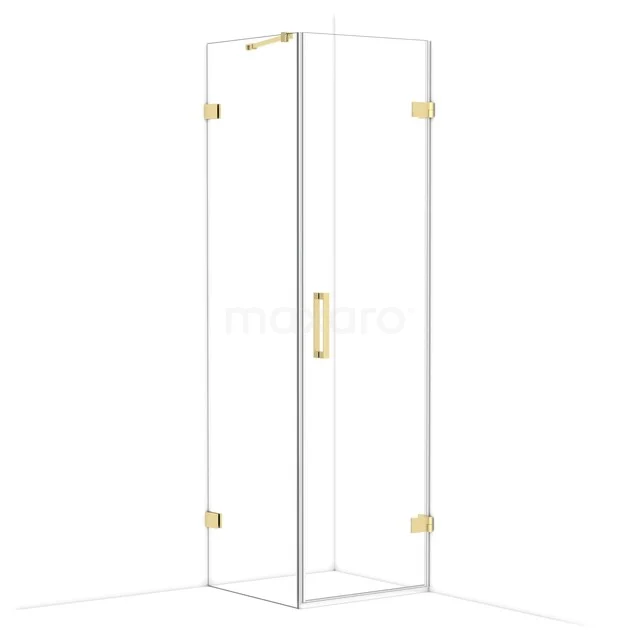 Duschkabine Diamond CDA220606220GLG Glas Eckenbildschirm mit Gold Scharnieren und Haltegriff, luxuriöse Duschwand für Badezimmer, schlank modernes Design.