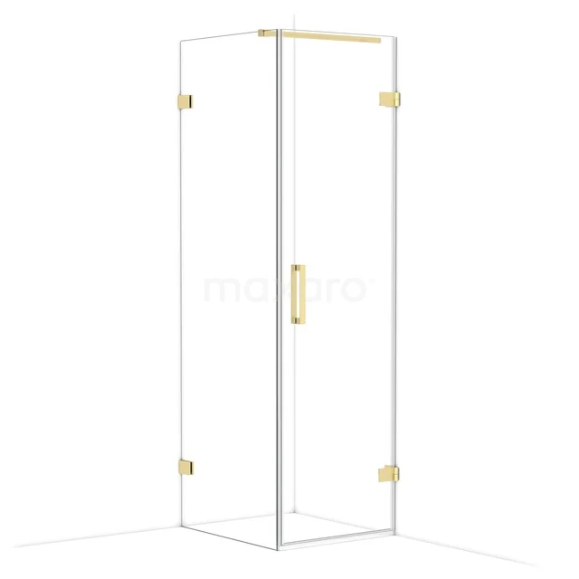 Diamond Shower enclosure | 70x60 cm Light gold Clear glass Pivot door Rectangle CDA220607120LG Glazen douchewand met goudkleurige accenten, hoekig ontwerp; stijlvol en praktisch voor een moderne badkamer inrichting.