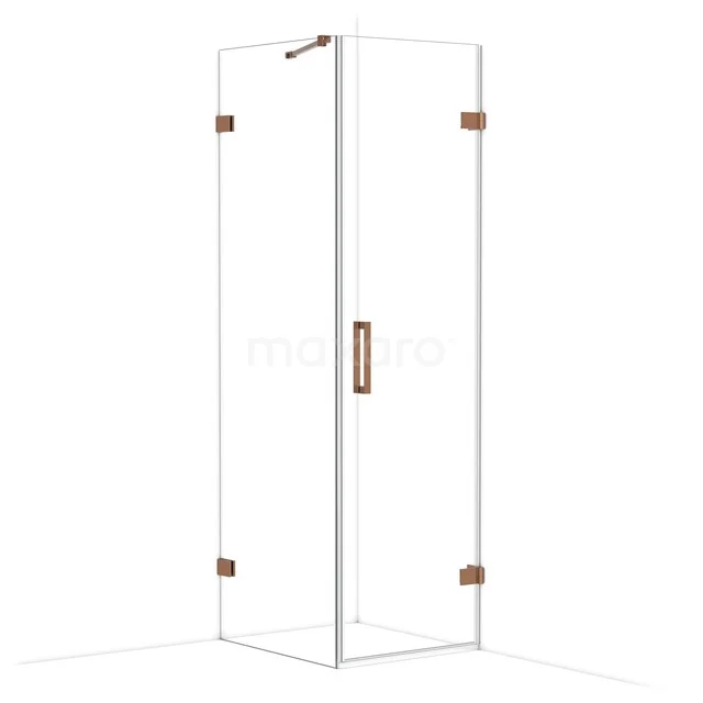 Diamond Shower enclosure | 70x60 cm Shiny copper Clear glass Pivot door Rectangle CDA220607220GKP Douchecabine met helder glas, hoekinstap en bronzen details, modern design. Perfect voor een stijlvolle badkamer.
