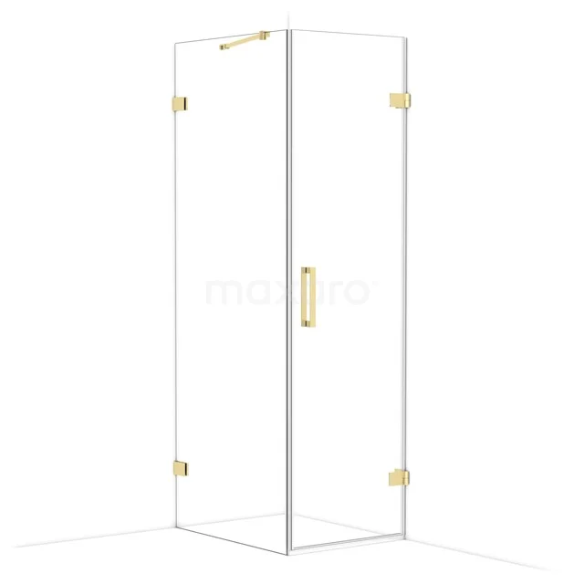 Diamond Duschkabine | 80x60 cm Glänzendes Hellgold Drehtür Rechteck CDA220608220GLG Glas Duschkabine Eckmodell mit goldfarbenen Scharnieren und Haltegriff, perfekt für eine stilvolle Badezimmer Einrichtung.