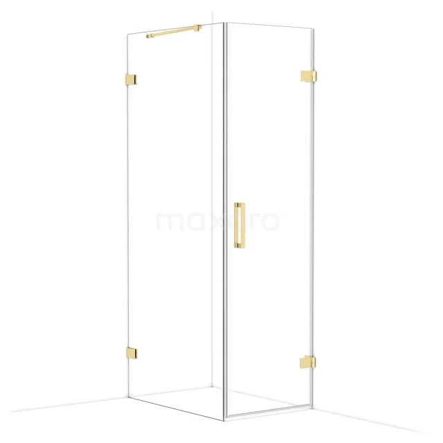 Diamond Douchecabine | 90x60 cm Glanzend lichtgoud Helder glas Draaideur Rechthoek CDA220609220GLG