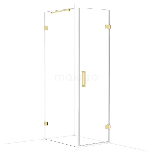 Diamond Shower enclosure | 90x60 cm Light gold Clear glass Pivot door Rectangle CDA220609220LG Glazen douchecabine met gouden details, hoekvorm en modern design; ideaal voor een stijlvolle badkamerinrichting.