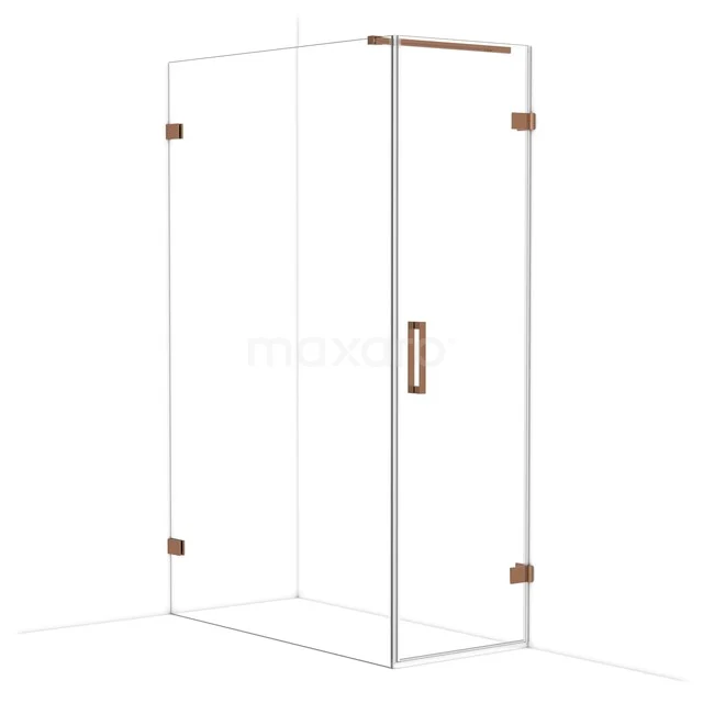Duschkabine Diamond CDA220613120GKP Glas Duschkabine mit Eckeingang, kupferfarbene Akzente, minimalistisches Design, ideal für ein modernes Badezimmer.