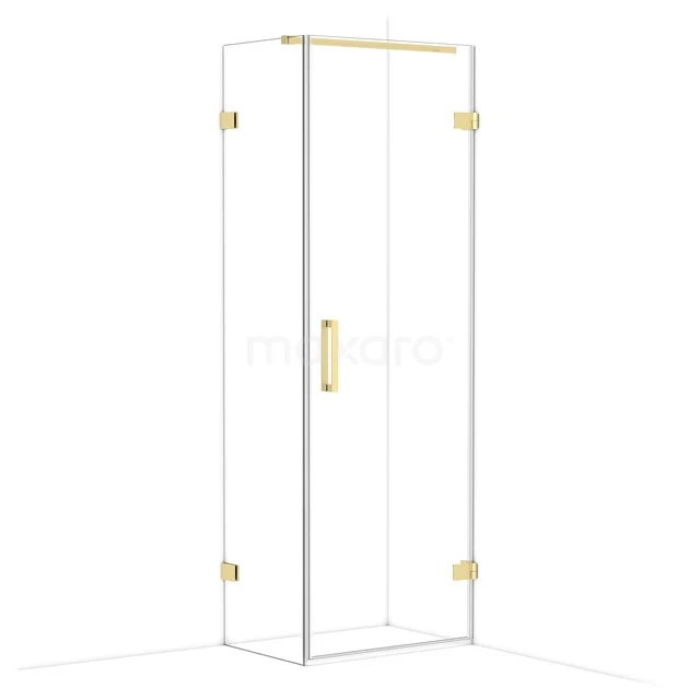 Diamond Shower enclosure | 70x50 cm Light gold Clear glass Pivot door Rectangle CDA220705120LG Glazen douchecabine met goudkleurige accenten, strak design, ideaal voor een moderne badkamer.