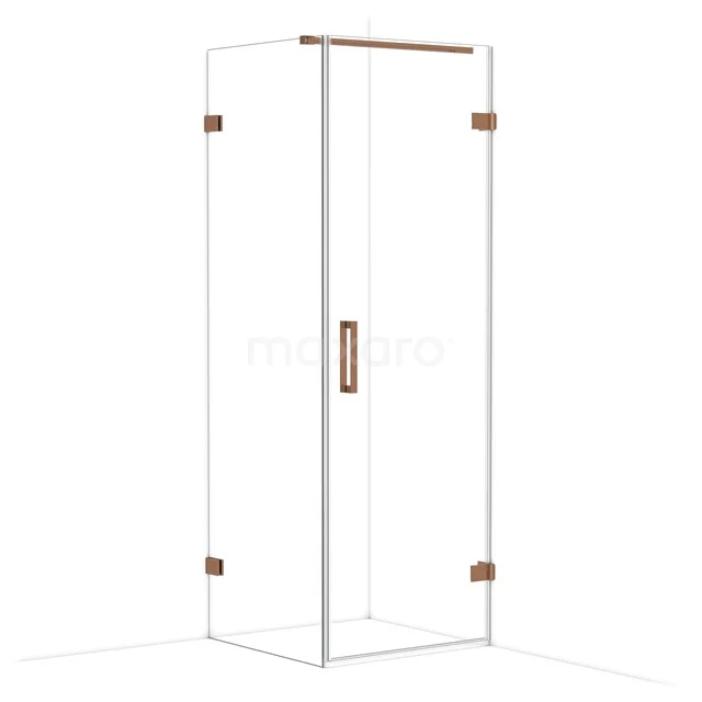 Diamond Shower enclosure | 70x70 cm Glanzend koper Clear glass Pivot door Square CDA220707120GKP