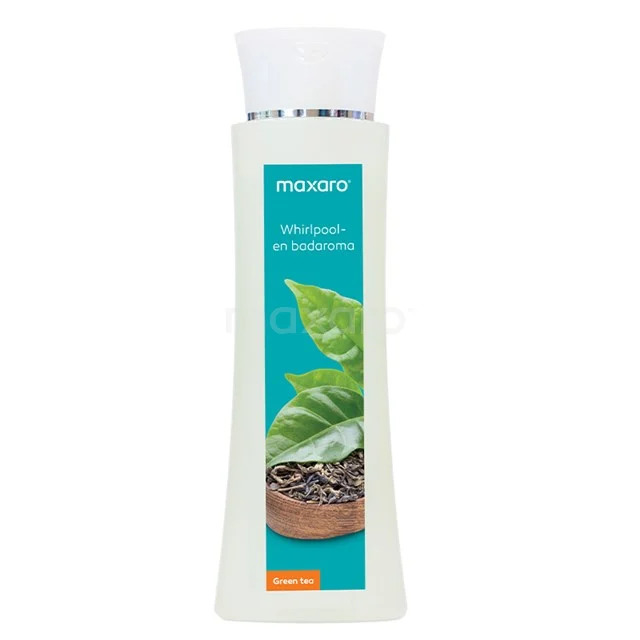 Whirlpool & Bad Aroma 250 ml Grüner Tee ST102061 Weiße Flasche Shampoo mit grünem Pflanzenmuster, feuchtigkeitsspendende Formel, ideal für die Verwendung im Badezimmer.