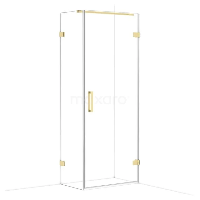 Diamond Duschkabine | 80x50 cm Glänzendes Hellgold Drehtür Rechteck CDA220805120GLG GlasduschTür mit goldfarbenen Scharnieren und Haltegriff, perfekt für einen modernen Badezimmerstil.