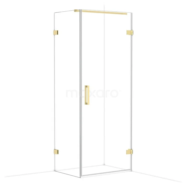 Diamond Shower enclosure | 80x60 cm Light gold Clear glass Pivot door Rectangle CDA220806120LG Glazen douchecabine met goudkleurige accenten, strak design en luxe uitstraling, perfect voor een stijlvolle badkamer.