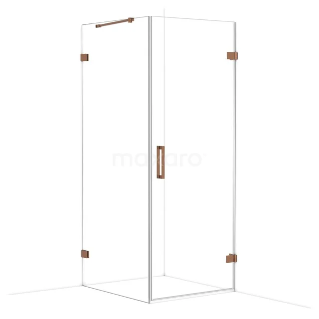 Diamond Duschkabine | 90x80 cm Glänzendes Kupfer Drehtür Rechteck CDA220809220GKP Duschkabine mit Eckeinstieg, Klarglas und kupferfarbenen Akzenten, ideal für eine moderne Badezimmer Einrichtung.