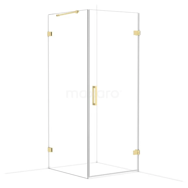 Diamond Shower enclosure | 90x80 cm Light gold Clear glass Pivot door Rectangle CDA220809220LG Douchecabine met helder glas, goudkleurige afwerkingen en minimalistisch design, perfect voor een luxe badkamer.